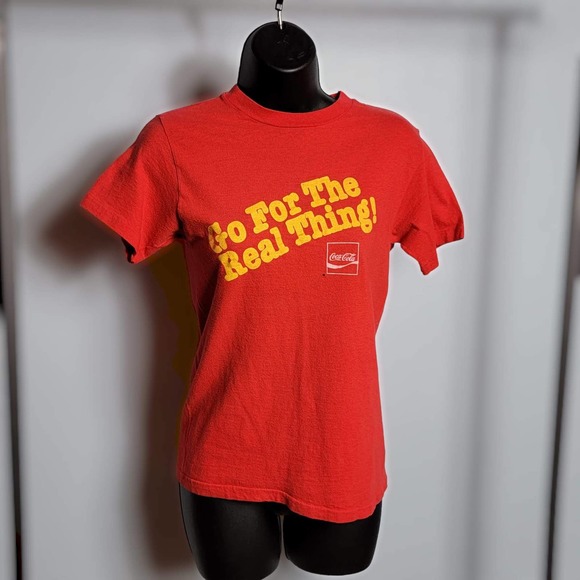 Vintage Small Red COCA-COLA T-Shirt Go For the Real Thing COKE - Picture 14 of 14